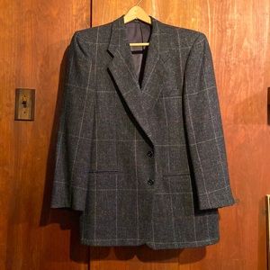 Quality mens wool Givenchy multi- color windowpane single breasted sport coat